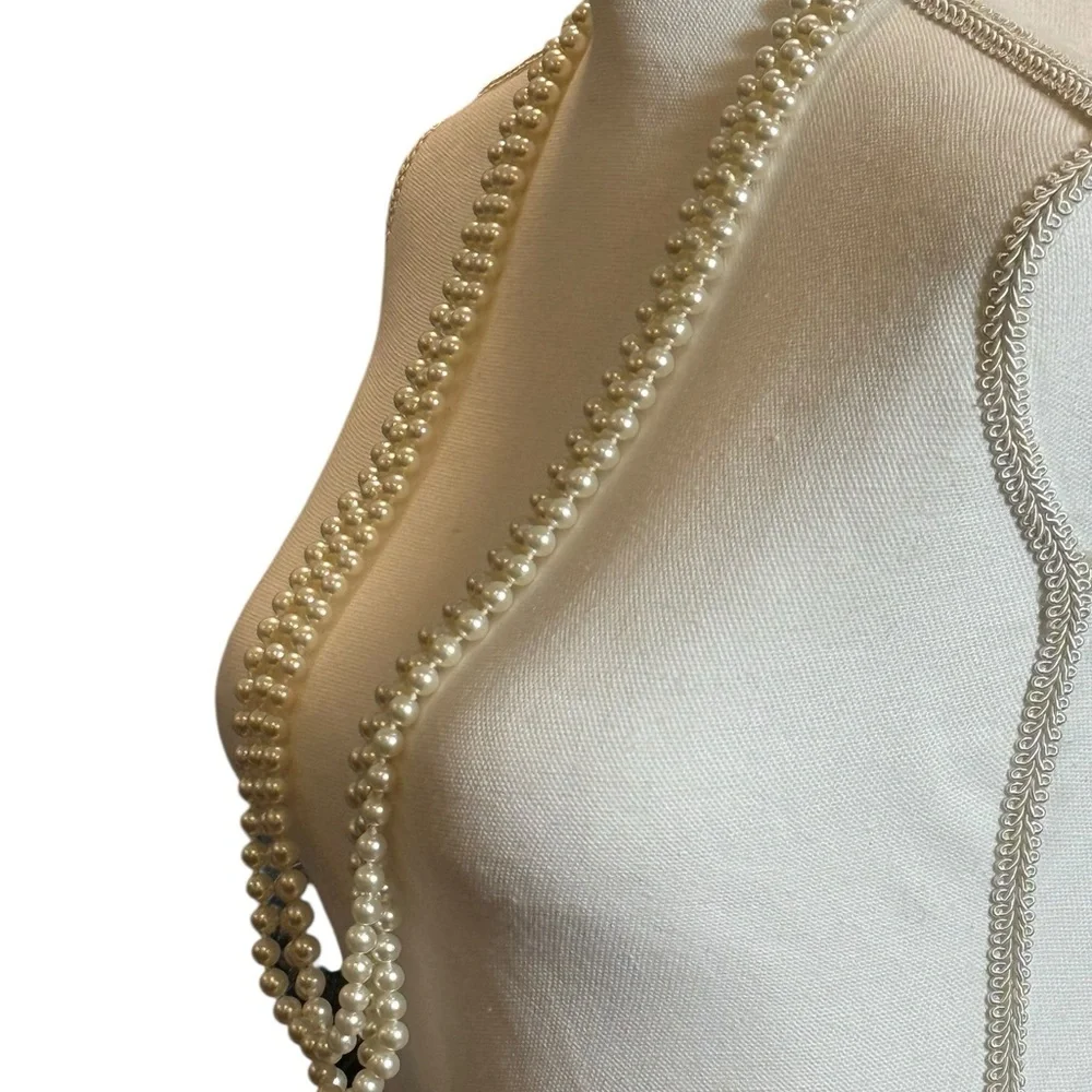 Vintage Extra Long Faux Pearl Necklace 105 Inch Multi-Wrap Statement Strand